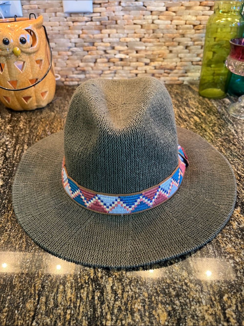 Prana organic collapsible green brim hat